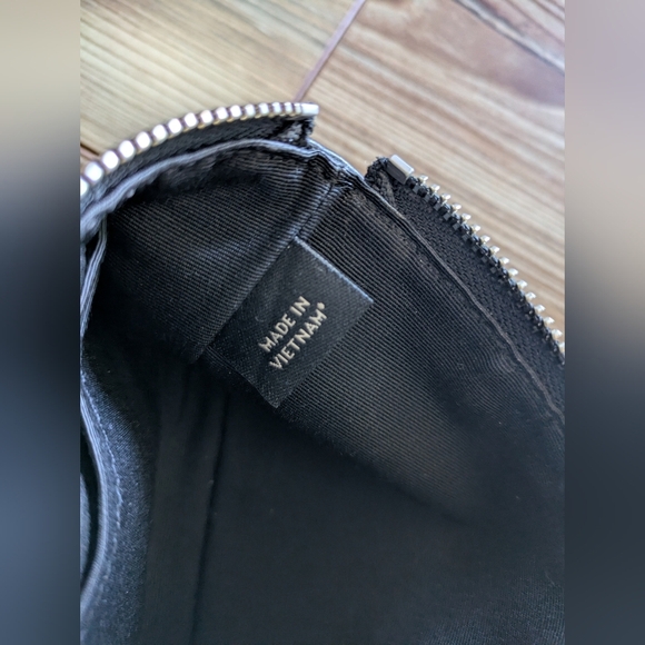 Coach Small Corner Zip Wristlet Pouch Wallet Signature Logo Black Gray - Picture 12 of 13